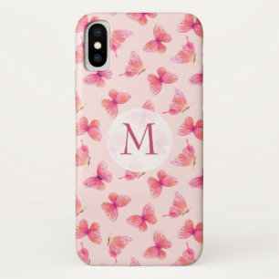 Wasserfarben-Schmetterlinge Blush Monogram Case-Mate iPhone Hülle