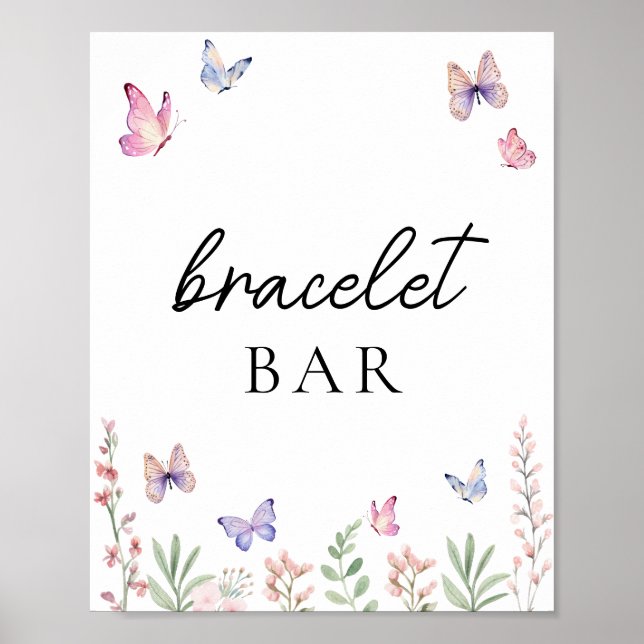 Wasserfarben-Schmetterlinge Spiele Bar Buffet Tafe Poster (Vorne)