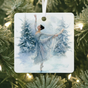 Wasserfarben-Schnee-Ballerina-Weihnachtsbaumschmuc Ornament Aus Metall