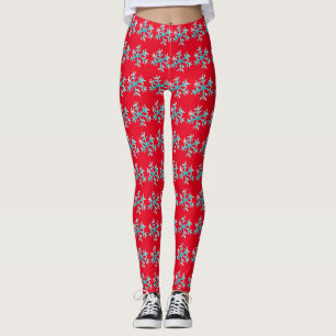 Wasserfarben-Schneeflocke Blau Rot Winter  Leggings