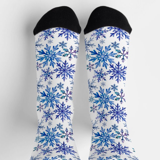 Wasserfarben-Schneeflocken-Muster Socken (Oben)