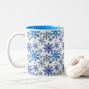 Wasserfarben-Schneeflocken-Muster Zweifarbige Tasse