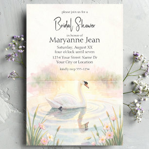 Wasserfarben-Schwan Romantische Bridal-Shower Einladung