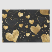 Wasserfarben Schwarz und Gold Tinte - Herz