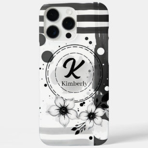 Wasserfarben Schwarz-Weiß-Blume Kunst iPhone 16 Pro Max Hülle
