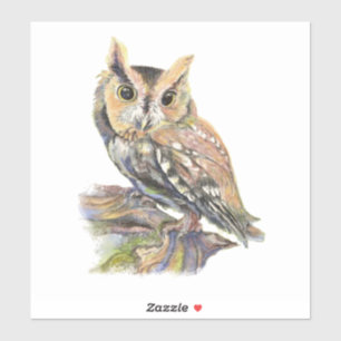 Wasserfarben-Screech Owl Vogelart Aufkleber