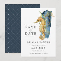 Wasserfarben Seepferd Küstenthema Save the Date