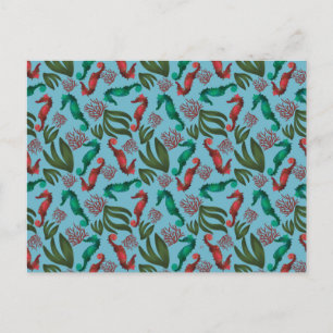 Wasserfarben-Seepferd-Muster Postkarte