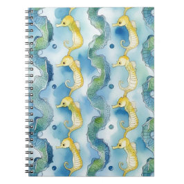 Wasserfarben-Seepferdchen-Muster Strandleben Ozean Notizblock