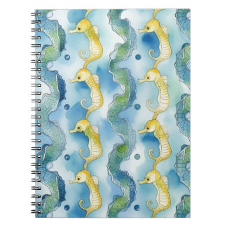 Wasserfarben-Seepferdchen-Muster Strandleben Ozean Notizblock
