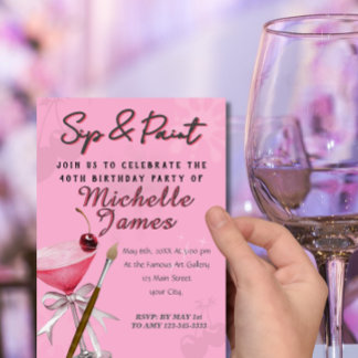 Wasserfarben Sip & Paint Art Geburtstag Einladung