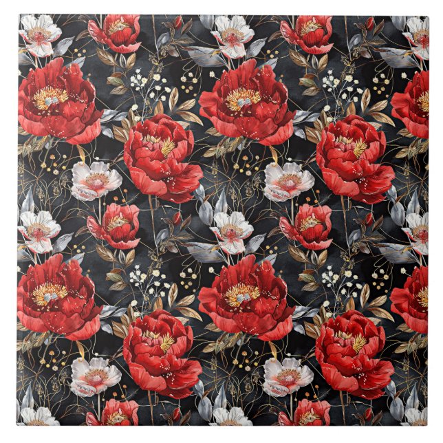 Wasserfarben skizziert detailliertes Muster reizvo Fliese (Vorderseite)