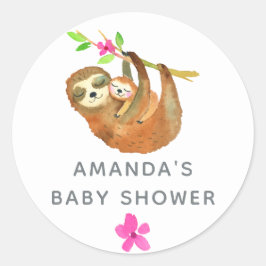 Wasserfarben-Sloth-Thema Babydusche Runder Aufkleber