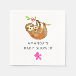 Wasserfarben-Sloth-Thema Babydusche Serviette