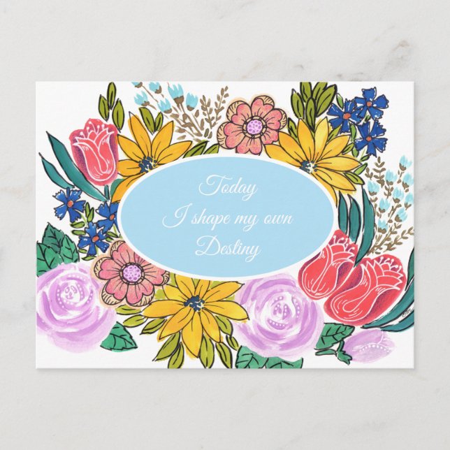 Wasserfarben Sommer Florals Personalisierte Postka Postkarte (Vorderseite)