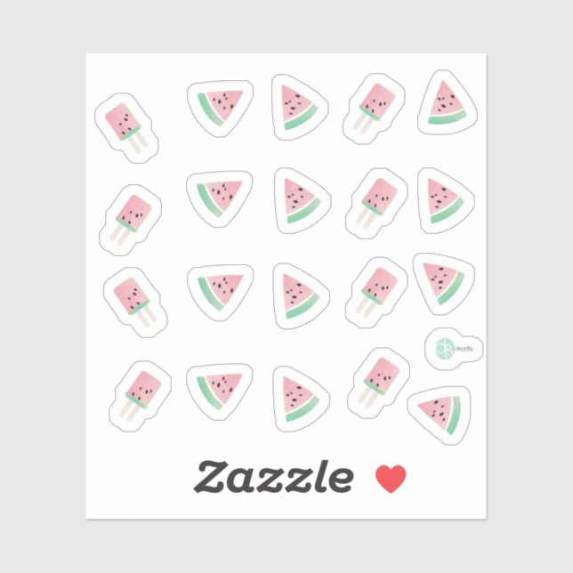 Wasserfarben Sommer Wassermelone Pop Aufkleber (Blatt)