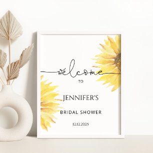 Wasserfarben-Sonnenblume-Bridal-Shower-Willkommens Poster