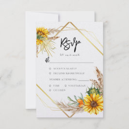 Wasserfarben Sonnenblume Rustikaler QR-Code Hochze RSVP Karte