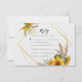 Wasserfarben Sonnenblume Rustikaler QR-Code Hochze RSVP Karte