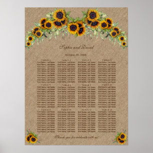 Wasserfarben Sonnenblumen Burlap-Hochzeitsstift Poster