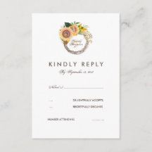 Wasserfarben Sonnenblumen Elegante Wedding RSVP Ca