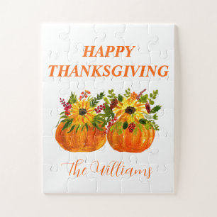 Wasserfarben-Sonnenblumen-Erntedank-Kürbisse Herbs