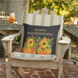 Wasserfarben Sonnenblumen Erntedank Pumpkins Fall Kissen