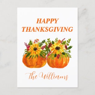 Wasserfarben Sonnenblumen Erntedank Pumpkins Fall Postkarte