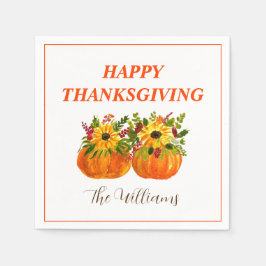 Wasserfarben Sonnenblumen Erntedank Pumpkins Fall Serviette