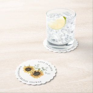 Wasserfarben-Sonnenblumen-Eukalyptus-Brautdusche Untersetzer