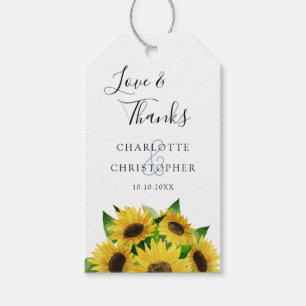 Wasserfarben Sonnenblumen Hochzeit danke Ihnen Tag Geschenkanhänger