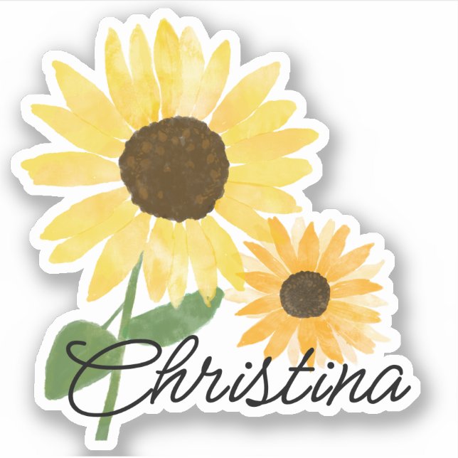 Wasserfarben Sonnenblumen, kundenspezifisch geschn Aufkleber (Vorderseite)