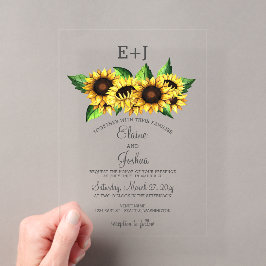 Wasserfarben Sonnenblumen Land Rustikale Hochzeit Acryleinladungen