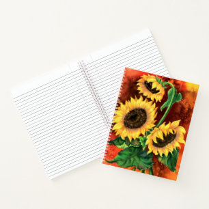 Wasserfarben-Sonnenblumen-Notebook Notizbuch