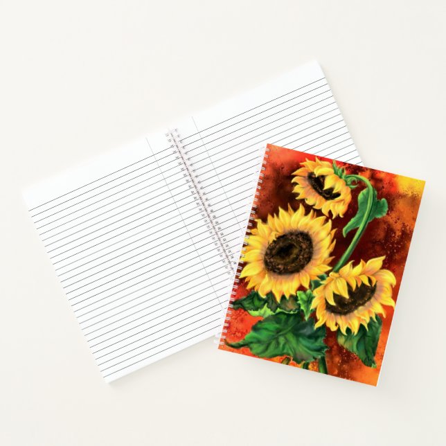 Wasserfarben-Sonnenblumen-Notebook Notizbuch (Innenseite)