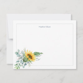 Wasserfarben Sonnenblumen Personalisiert Dankeskarte