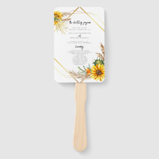 Wasserfarben Sonnenblumen Rustikales Hochzeitsprog Fächer