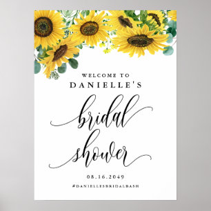 Wasserfarben-Sonnenblumen-Sommer-Braut-Party-Willk Poster