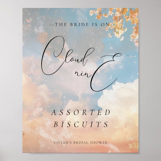 Wasserfarben Sonnenuntergang Cloud 9 Brautparty Fo Poster (Vorne)