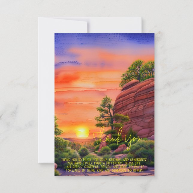 Wasserfarben Sonnenuntergang und rote Felsen indiv Karte (Vorderseite)