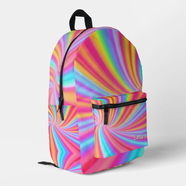 Wasserfarben Spiralschleife Swirl Bedruckter Rucksack (Rückseitige Ecke links)
