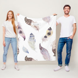 Wasserfarben Stammfedern Muster Fleecedecke