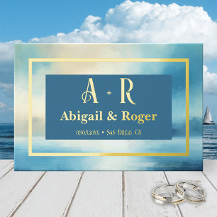Wasserfarben Strand Hochzeit Custom Foto Real Foil Gästebuch