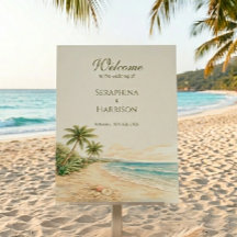 Wasserfarben-Strand-Ziel-Hochzeits-Willkommensschi