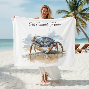 Wasserfarben-Strandkrabbe, individuell Fleecedecke