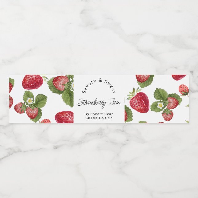 Wasserfarben Strawberry Jam Wrap-around Label (Einzelnes Label)