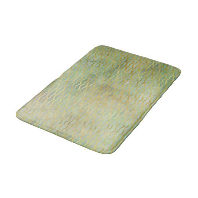 Wasserfarben-Streifen im Bereich von Sage Green &  Badematte (Schrägansicht)