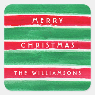 Wasserfarben Streifen Personalisierte Geschenkstem Quadratischer Aufkleber