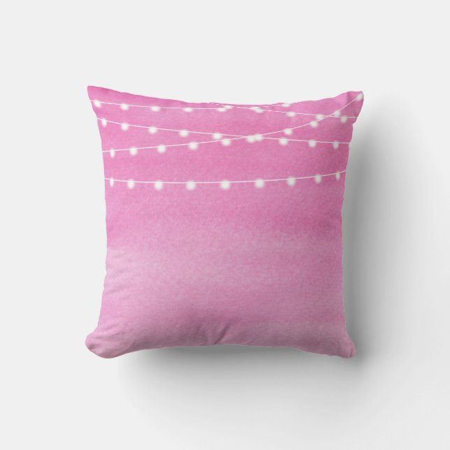 Wasserfarben-String-Lichter Throw Kissen (Vorderseite)