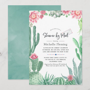 Wasserfarben-Succulents Babydusche per Mail Einladung